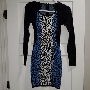 GUESS Leopard Print Bodycon Sweater Dress